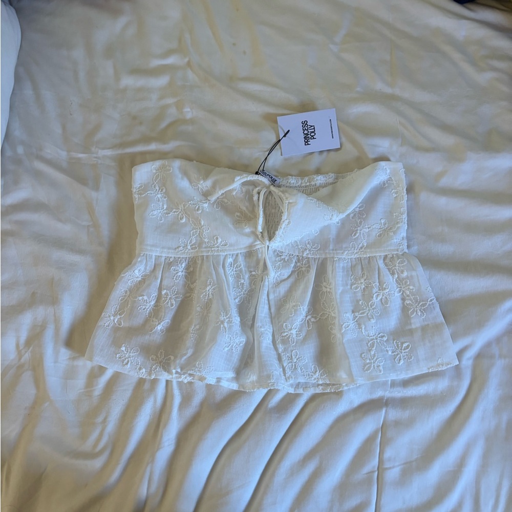 Princess Polly White Floral Crop Top